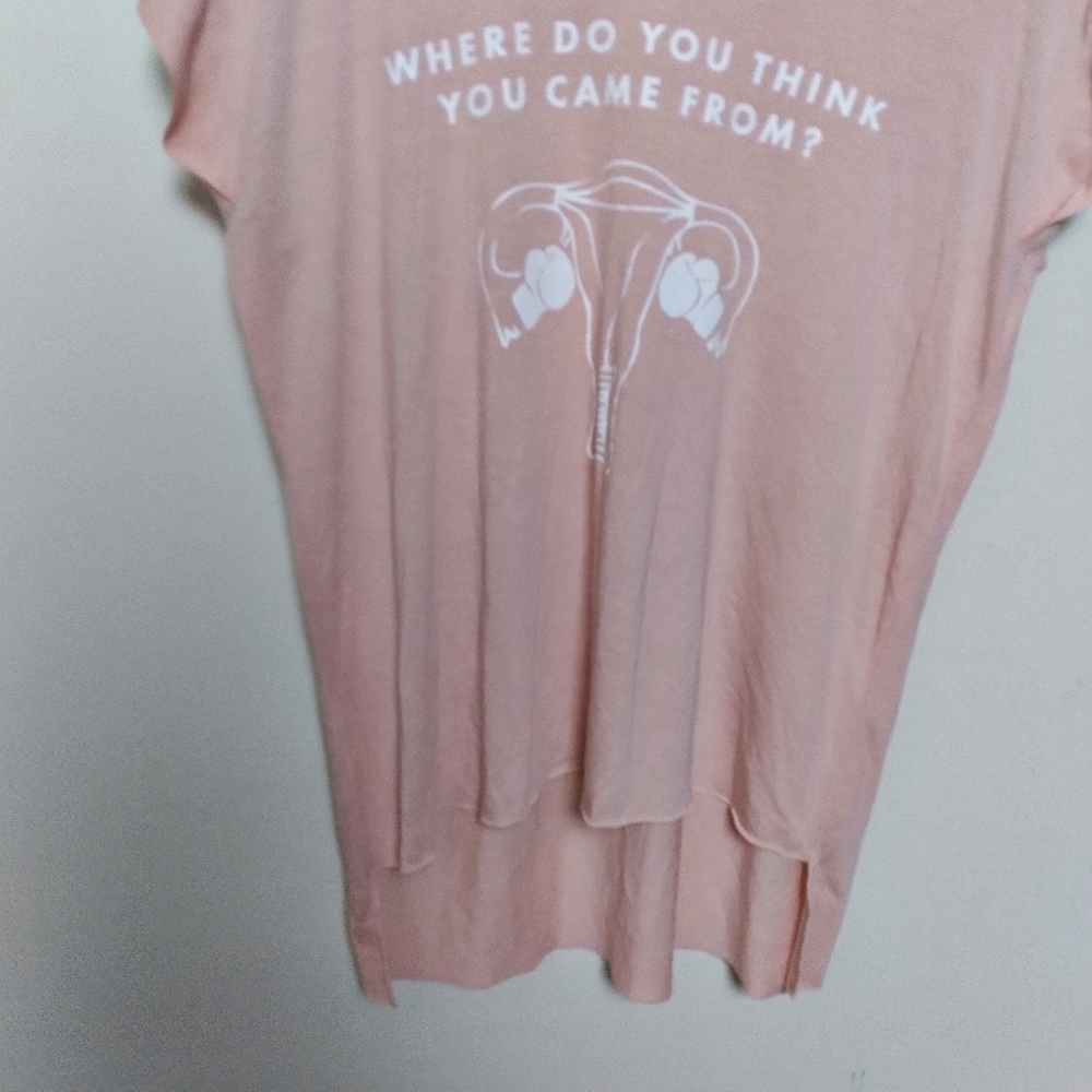 The Outrage Pink & White Feminist Pro Choice Uterus Flowy Graphic Tee Small - Picture 4 of 6